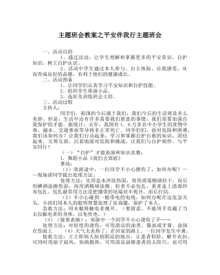 主题班会教案安全伴我行主题班会 