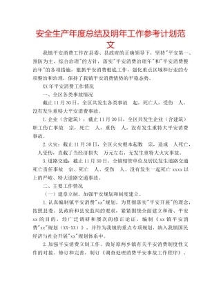安全生产年度总结及明年工作参考计划范文 