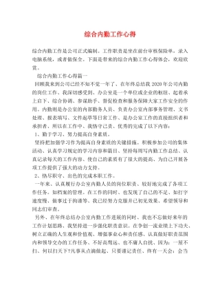 综合内勤工作心得 