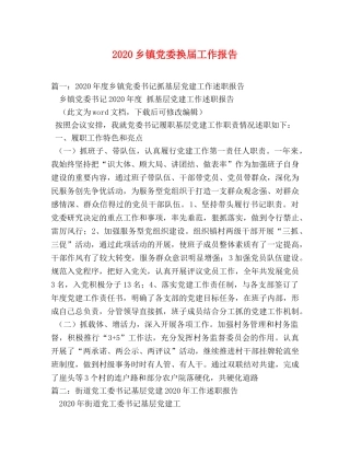 2024乡镇党委换届工作报告 