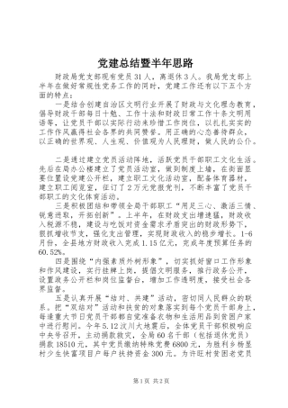 党建总结暨半年思路