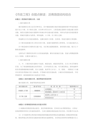 2016一建《市政工程》命题点解读