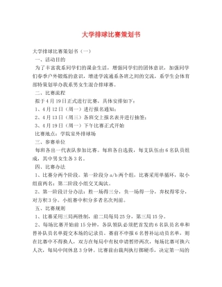 大学排球比赛策划书 