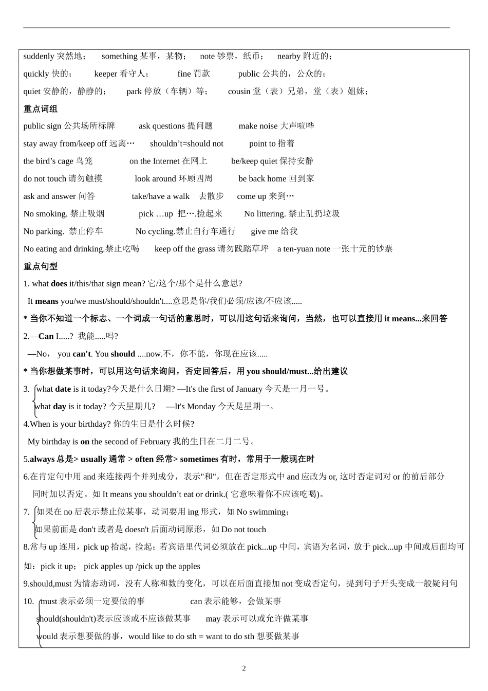 牛津英语6A-Unit1-Public-Signs教案_第2页