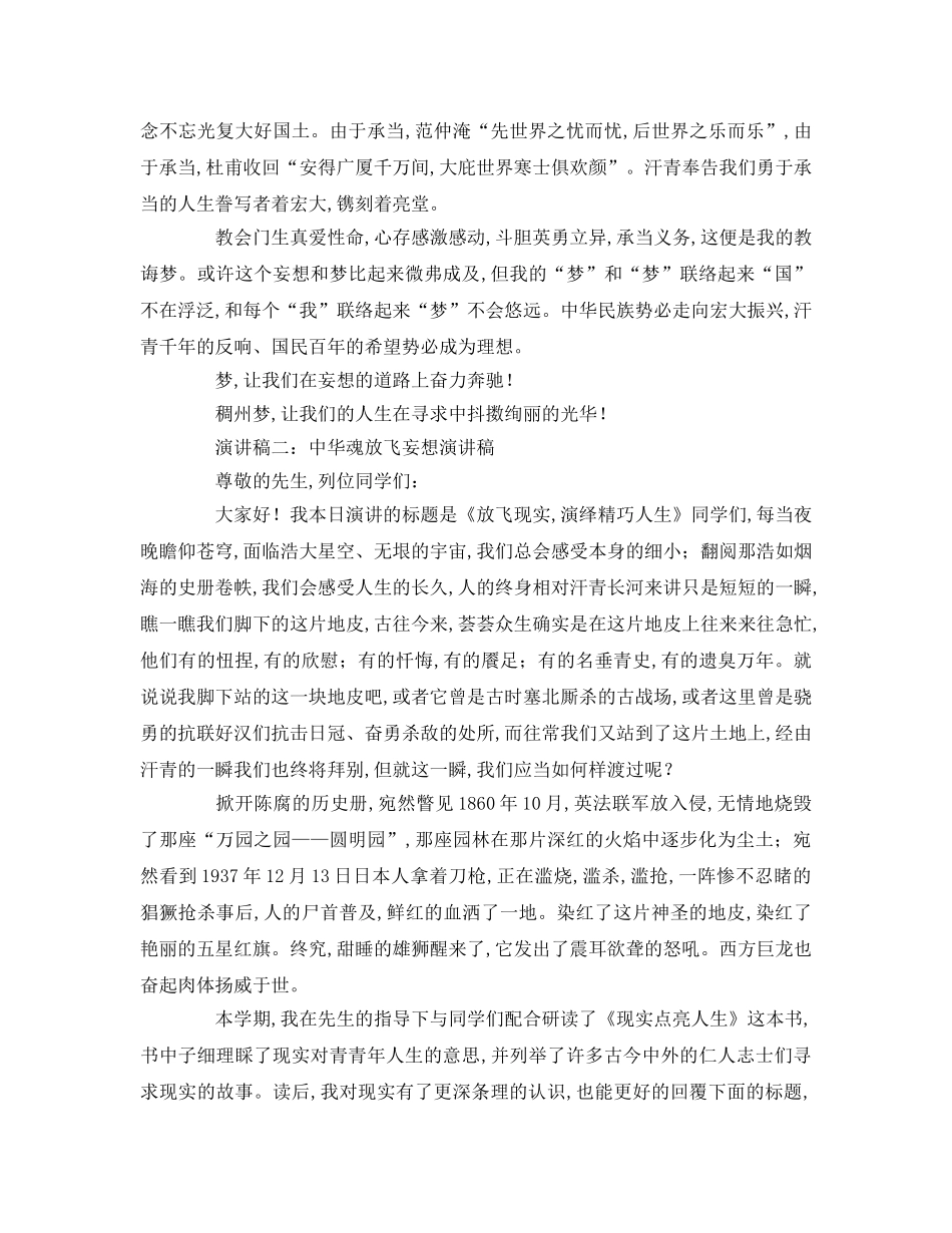 中华魂放飞梦想参考演讲稿 _第2页