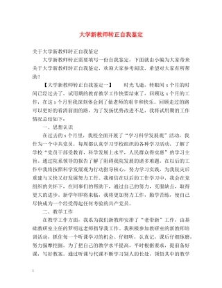 大学新教师转正自我鉴定 