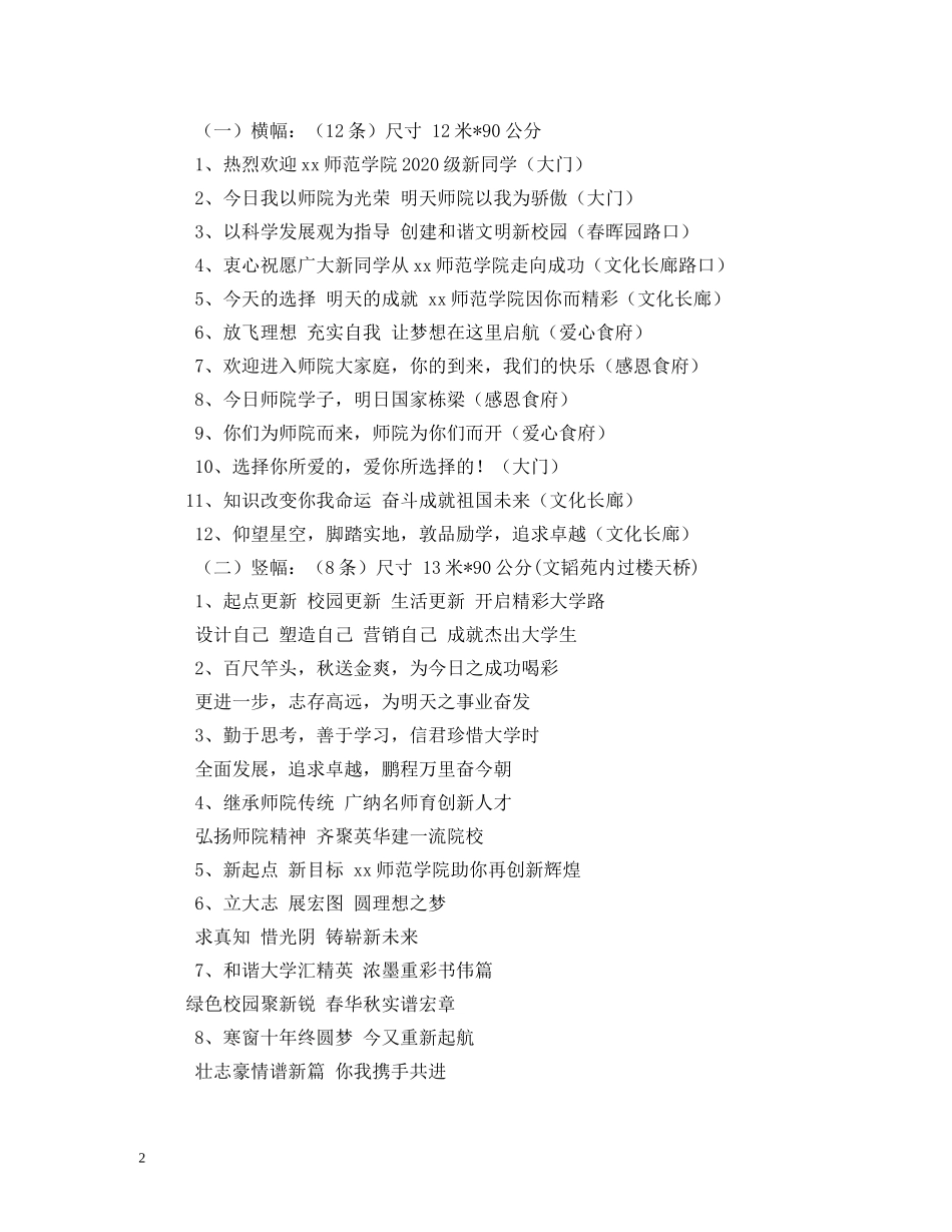大学迎新标语2024 _第2页