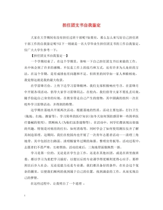 担任团支书自我鉴定 