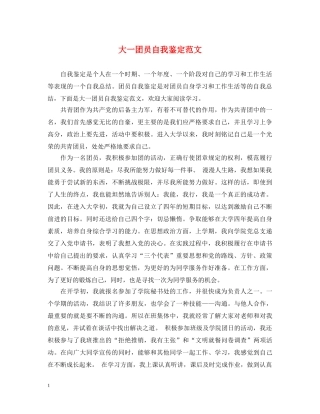 大一团员自我鉴定范文 