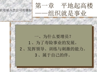 人寿保险公司培训：平地起高楼——组织就是事业