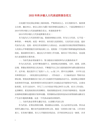 20XX年终乡镇人大代表述职报告范文 