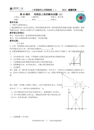 第46课时用相似三角形解决问题(2)(1)
