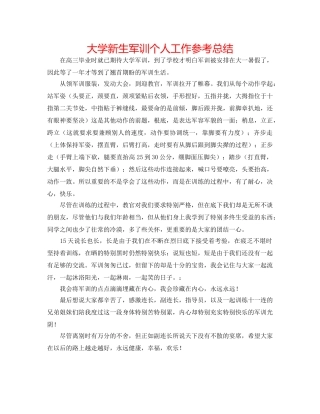 大学新生军训个人工作参考总结 
