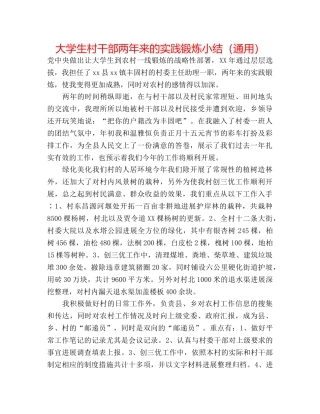 大学生村干部两年来的实践锻炼小结（通用） 