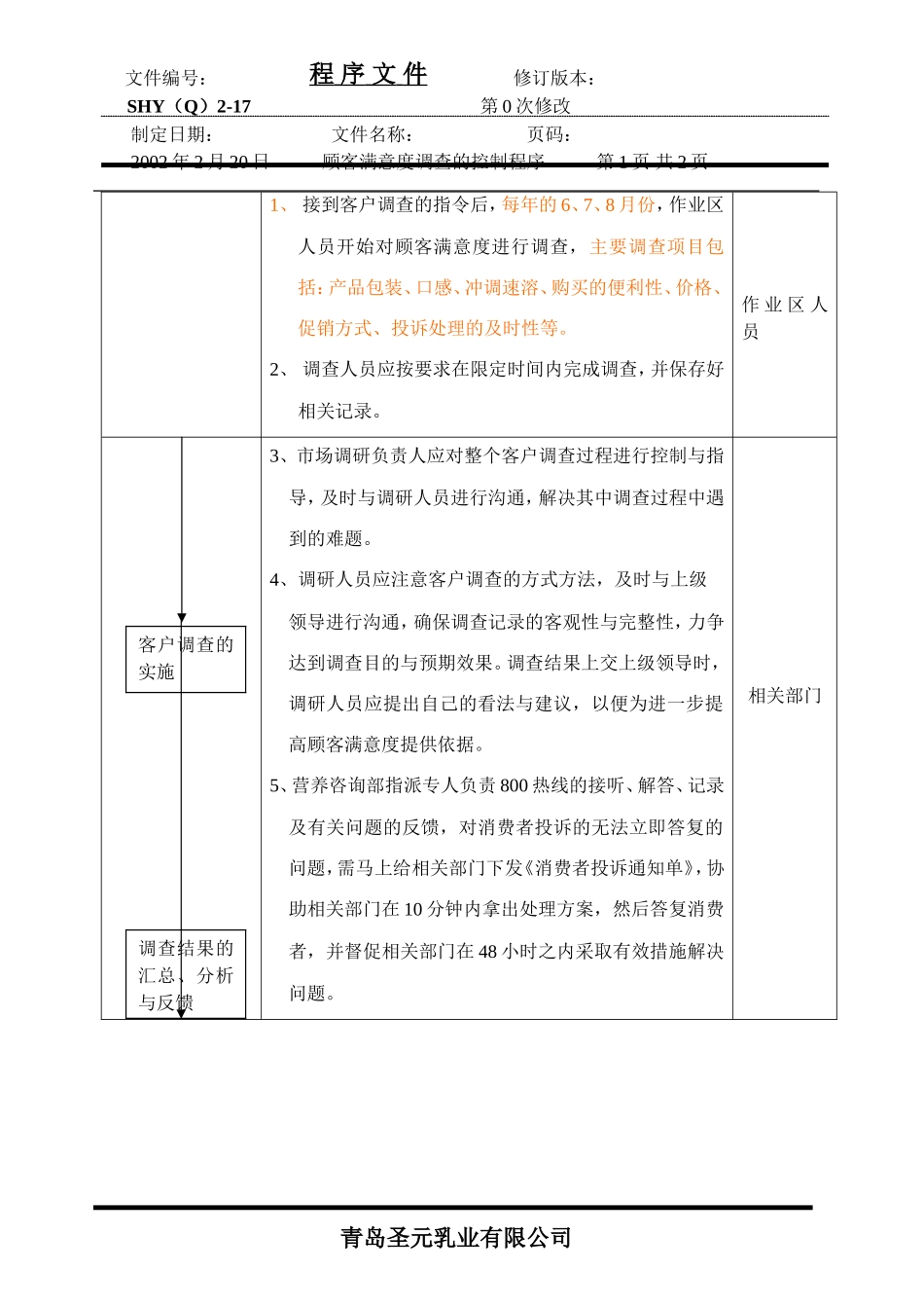 (16)顾客满意度调查控制程序-青岛某企业_第2页