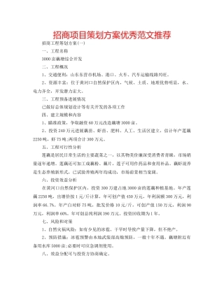 招商项目策划方案优秀范文推荐 