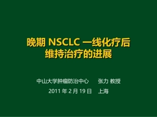 晚期NSCLC一线化疗后维持治疗的进展