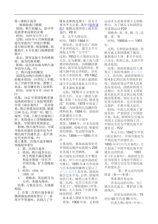 八年级历史上学期复习提纲