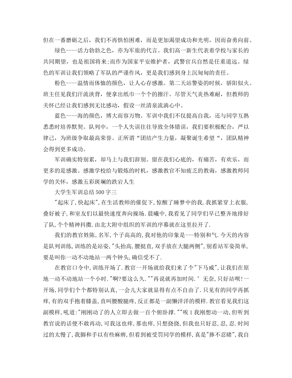 大学生军训参考总结500字5篇 _第2页