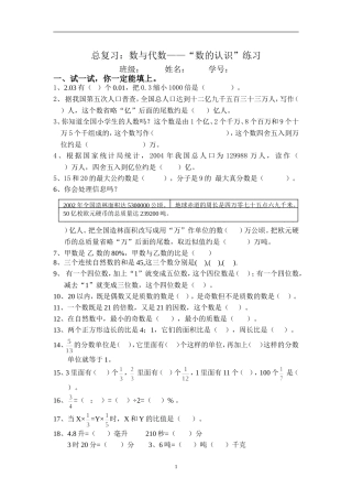 总复习数与代数—“数的认识”练习