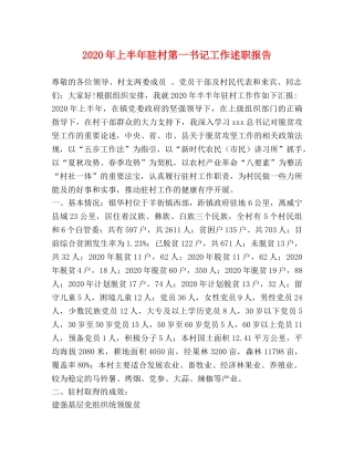 2024年上半年驻村第一书记工作述职报告 