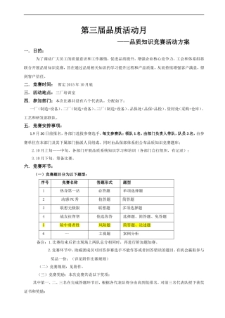 2015年质量知识竞赛活动方案及规则