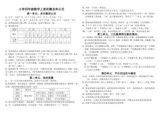 人教版小学四年级数学上册的概念和公式