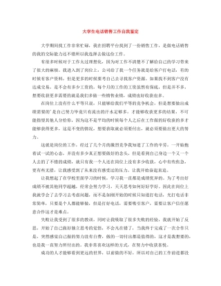 大学生电话销售工作自我鉴定 