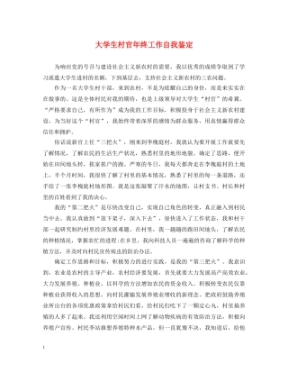 大学生村官年终工作自我鉴定 