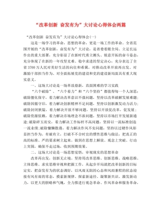 “改革创新 奋发有为”大讨论心得体会两篇 