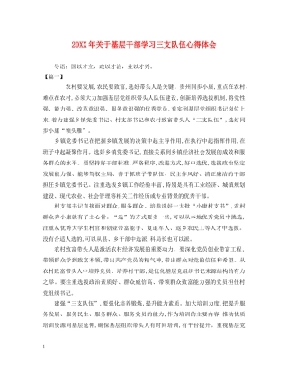20XX年关于基层干部学习三支队伍心得体会 