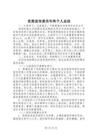 党委宣传委员年终个人总结