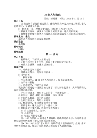 《老人与海鸥》教学设计
