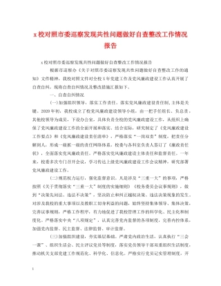x校对照市委巡察发现共性问题做好自查整改工作情况报告 