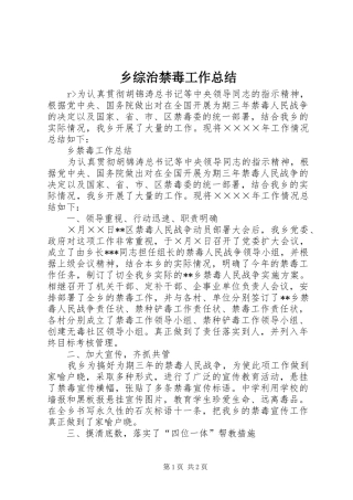 乡综治禁毒工作总结