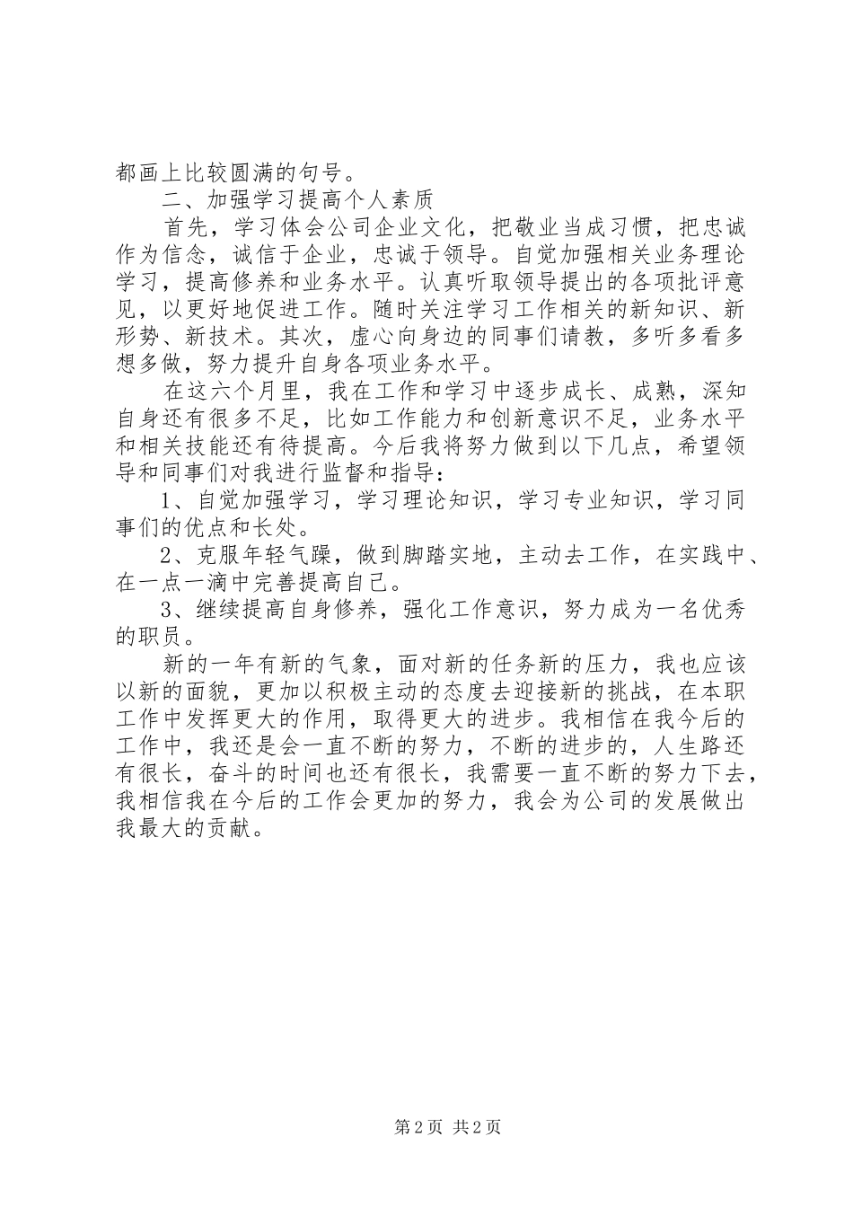 公司主管半年个人工作总结_第2页