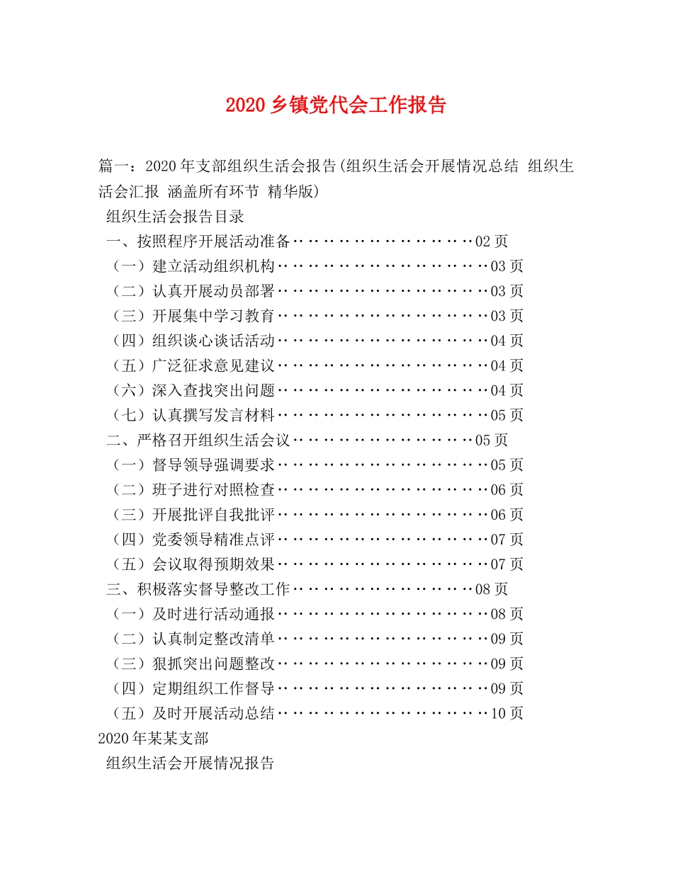 2024乡镇党代会工作报告 _第1页