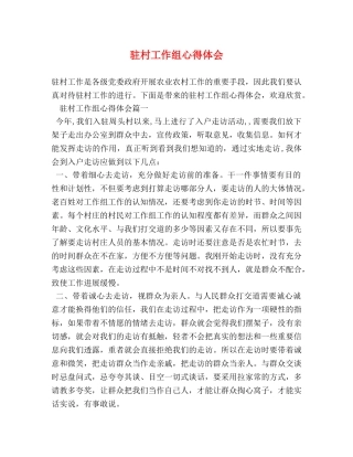 驻村工作组心得体会 