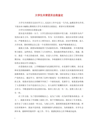 大学生共青团员自我鉴定 