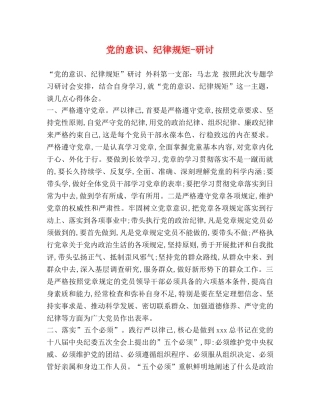 党的意识、纪律规矩-研讨 