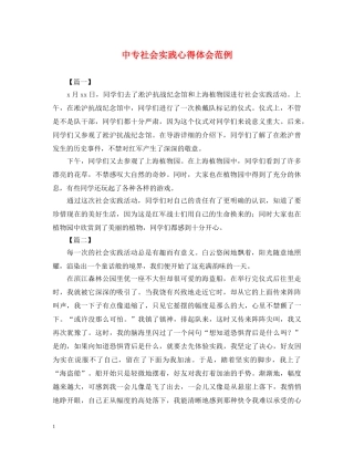 中专社会实践心得体会范例 