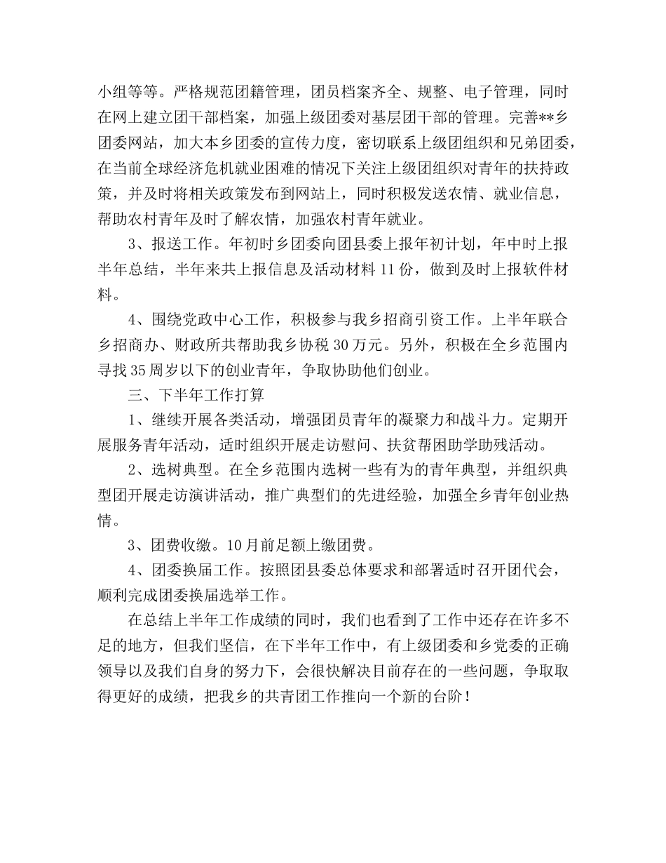 2024年乡镇共青团上半年工作汇报 _第2页