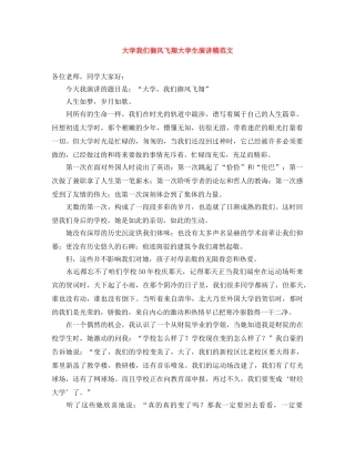 大学我们御风飞翔大学生演讲稿范文 