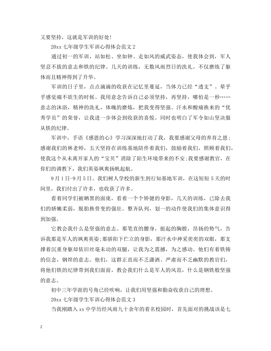 2024七年级学生军训心得体会范文 _第2页