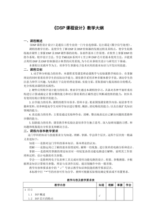 《DSP课程设计》教学大纲