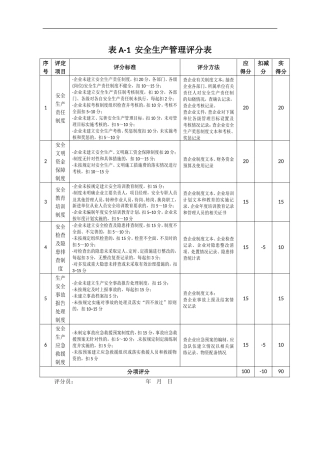 施工企业安全生产评价表格
