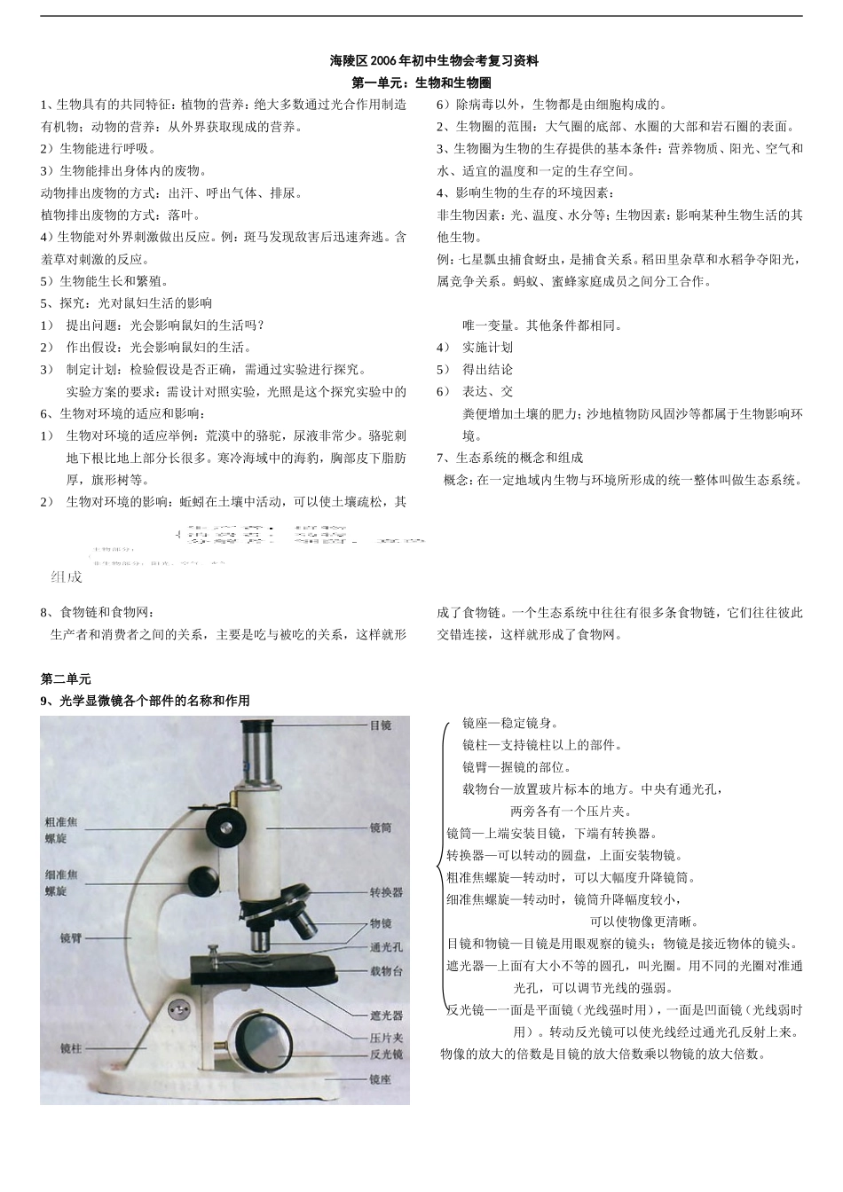海陵区2006年初中生物会考复习资料_第1页