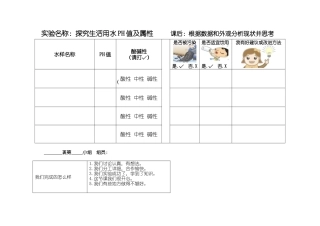 探究生活用水PH值及属性实验记录表