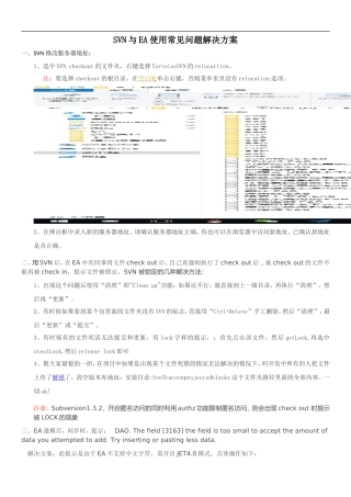 SVN与EA使用常见问题解决方案