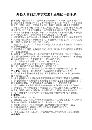 成鹰2班班干部职责